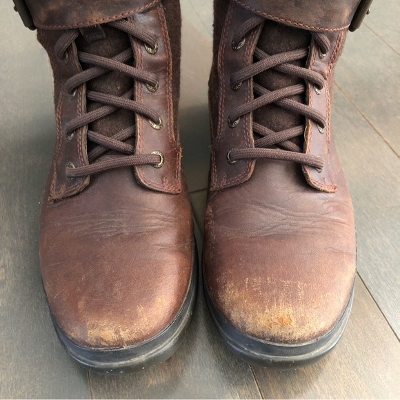 UGG Brown Wool Leather Boots Booties Winter Waterproof Women’s US 6, EUR 37 - Picture 4 of 16